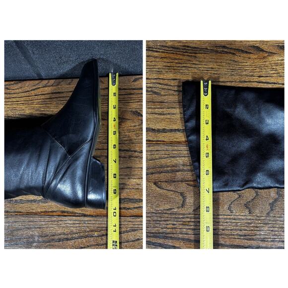 Vintage 90s Y2K STUDIO WORKS Tall Black Leather Square Toe Boots Women’s 6.5 M - Picture 7 of 8